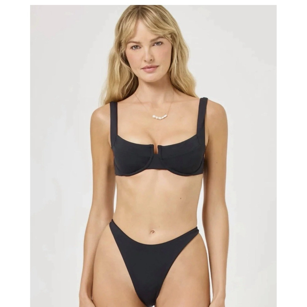 L*Space Coast To Coast Bikini Top, Black, Medium, NWT